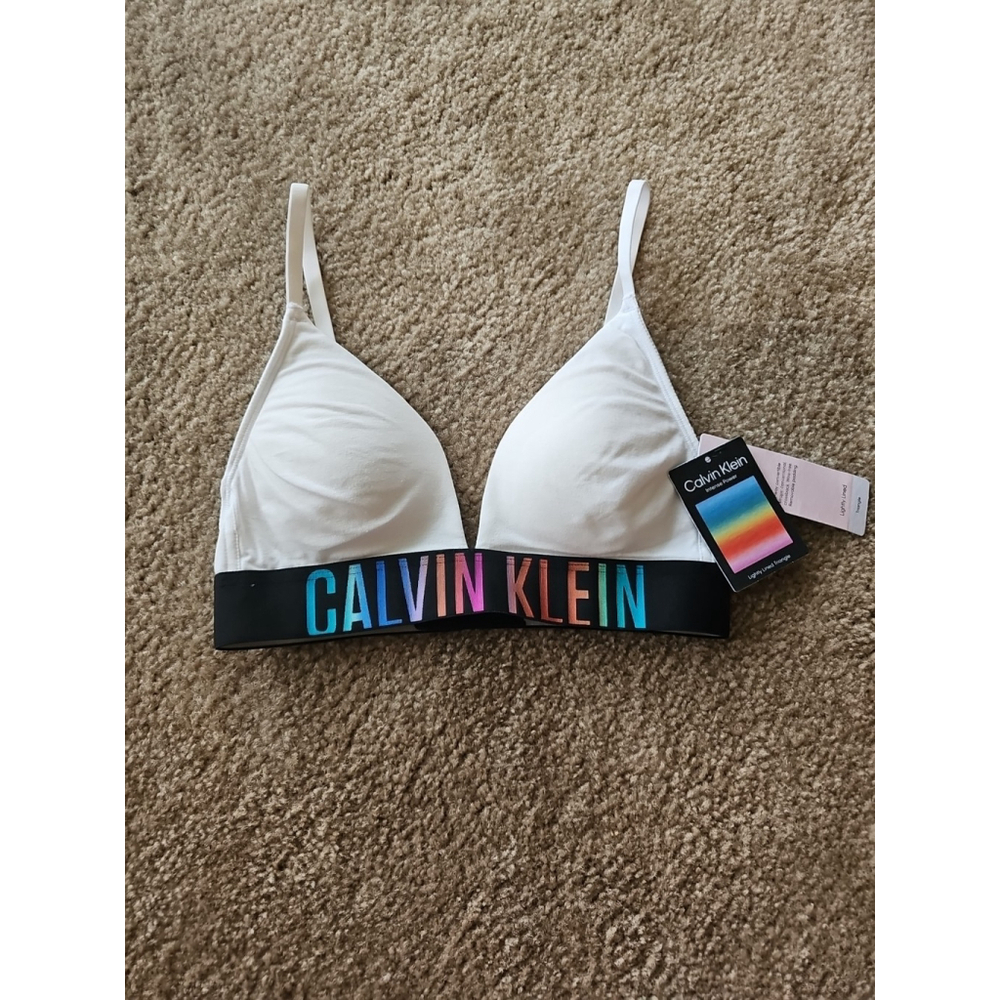 Calvin Klein Intense Power Pride Triangle Bralette Small White